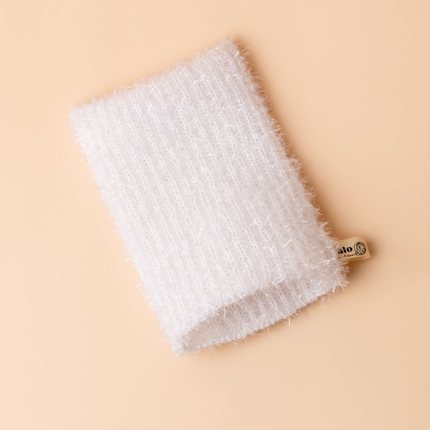 Gant exfoliant lavable blanc en mailles fabriqué en France