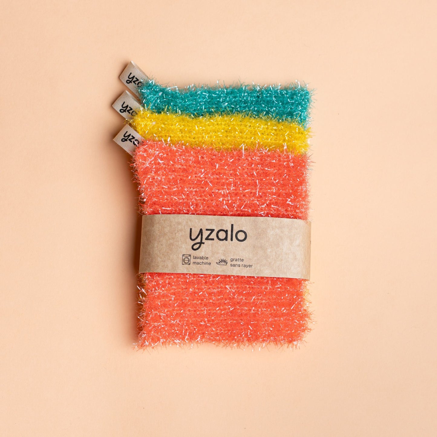 Lot de 3 éponges grattantes lavables