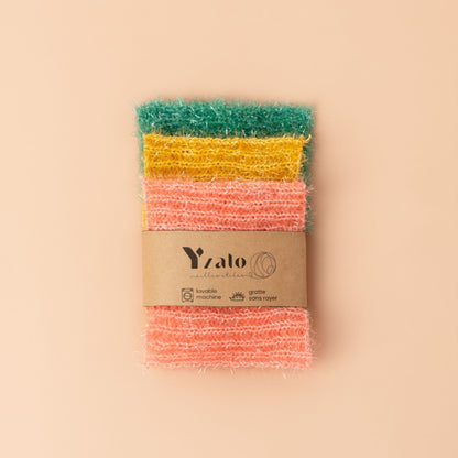 Lot de 3 éponges grattantes lavables PASTEL